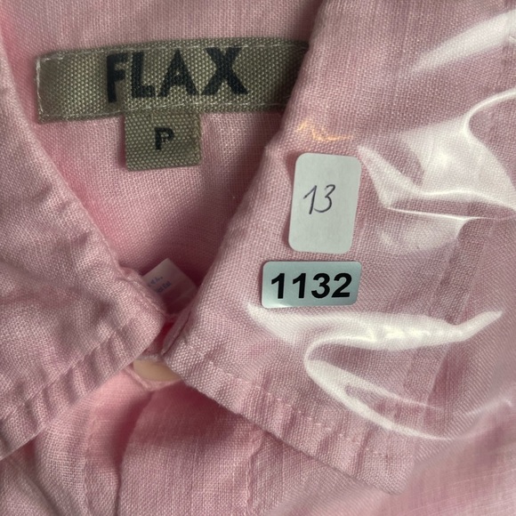 Flax Pink Linen Button Up Shirt Size S Fits 4-6 Collared Long Sleeve Lagenlook - Picture 12 of 12
